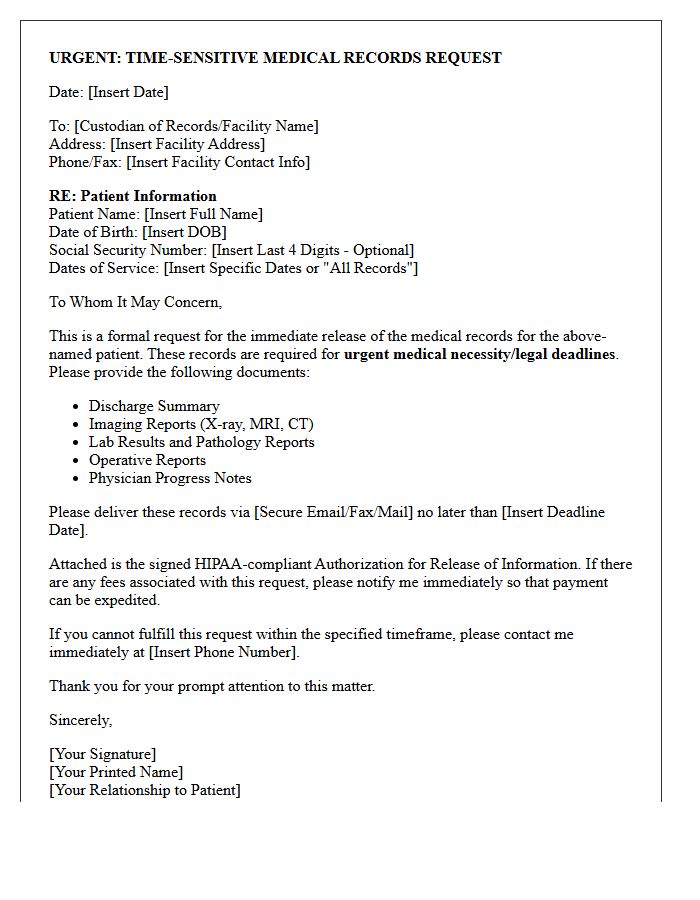 Time-Sensitive Medical Records Requisition Letter