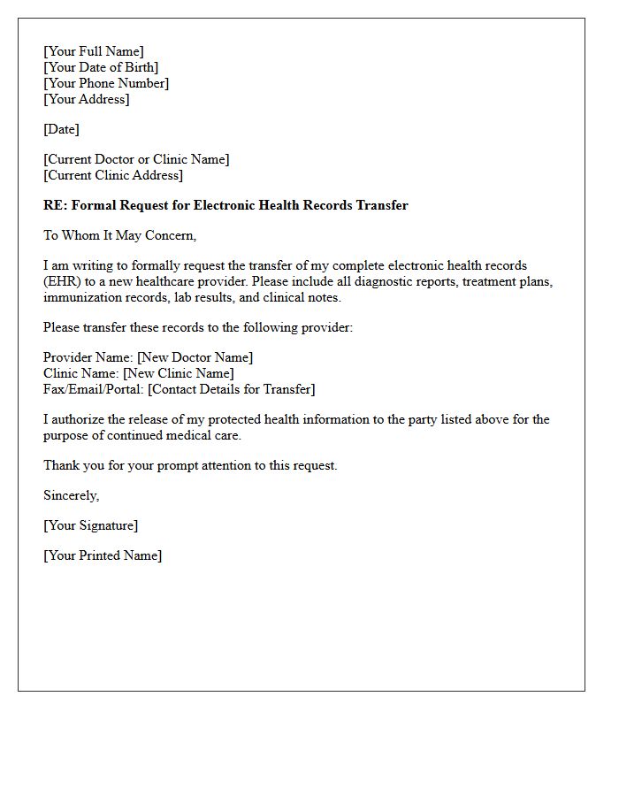 Formal Letter for Electronic Health Records Transfer