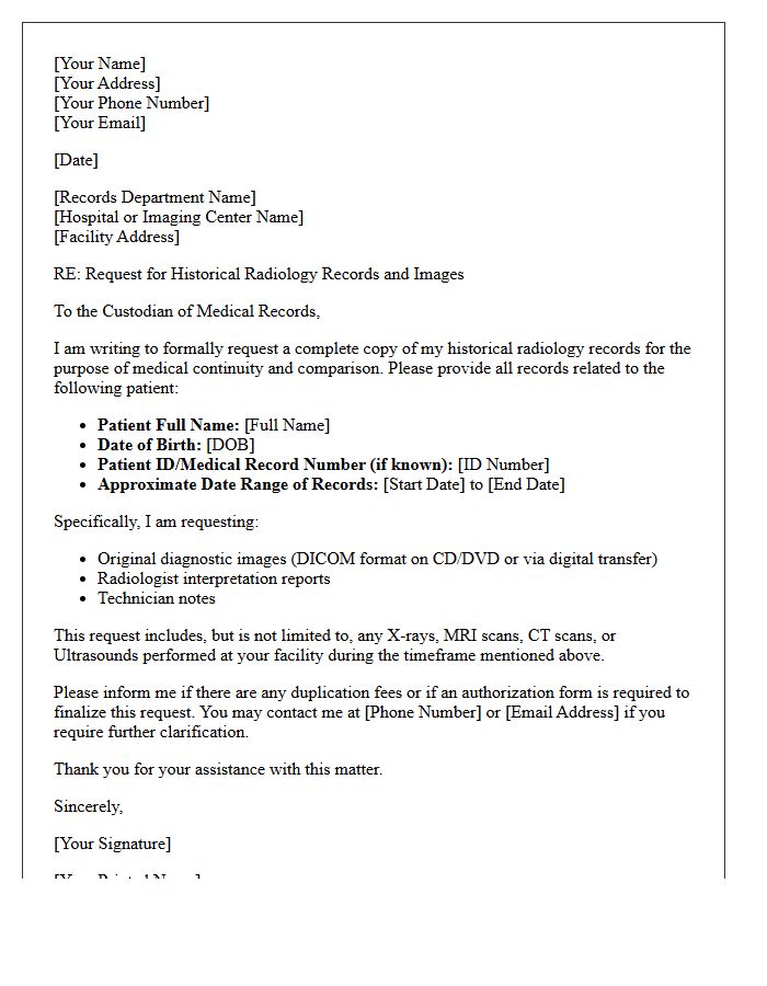 Historical Radiology Records Retrieval Letter