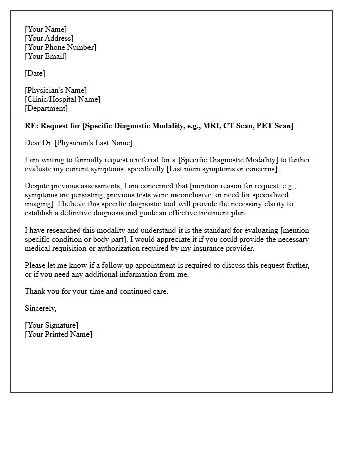 Specific Diagnostic Modality Request Letter