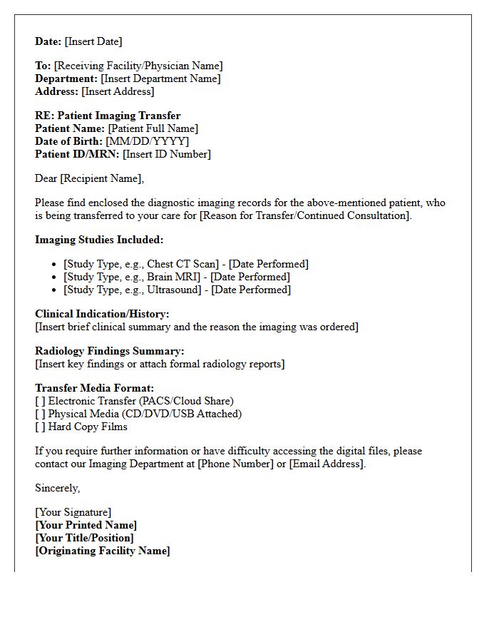 Comprehensive Diagnostic Imaging Transfer Letter