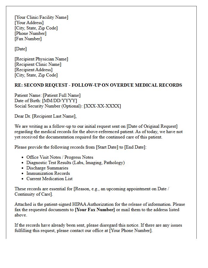 Physician Follow-Up Letter Requesting Overdue Medical Records