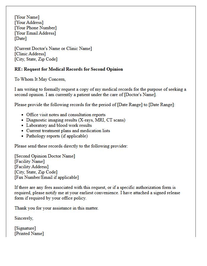 Second Opinion Consultation Record Request Letter