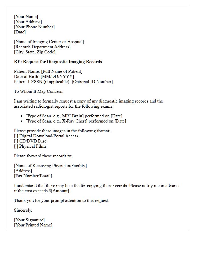 Diagnostic Imaging Release Request Letter