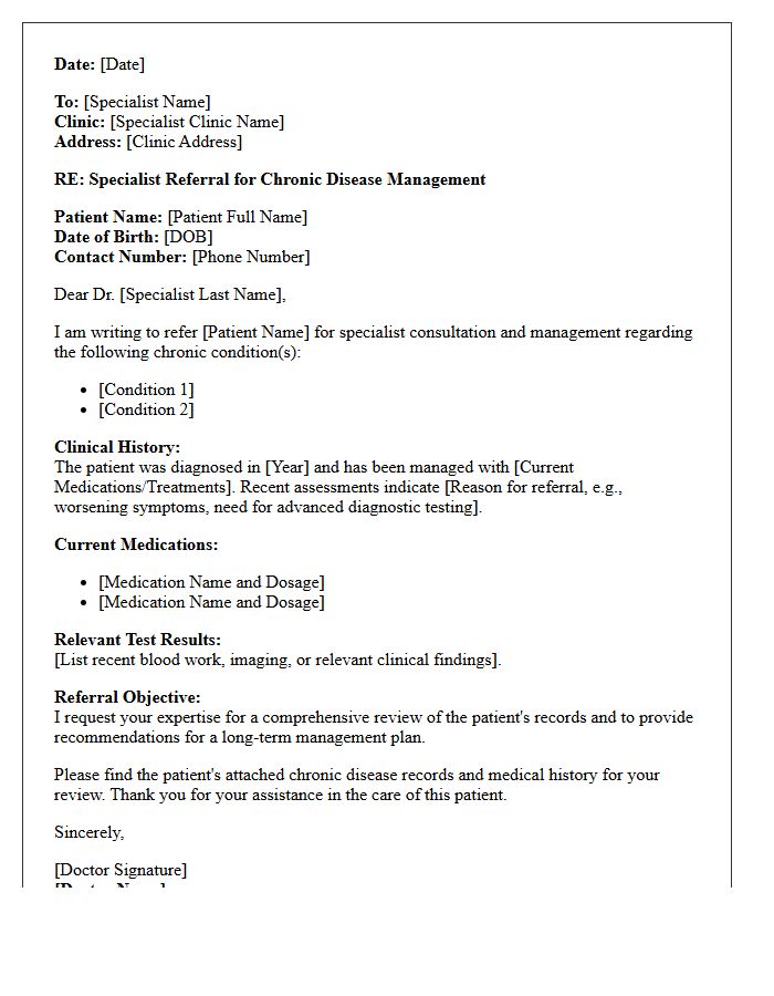 Specialist Referral Letter for Chronic Disease Records