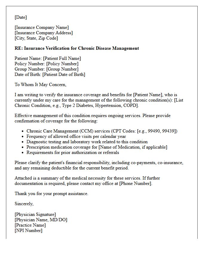 Insurance Verification Letter for Chronic Disease Management