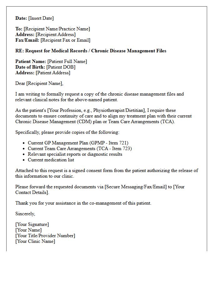 Allied Health Request Letter for Chronic Disease Files