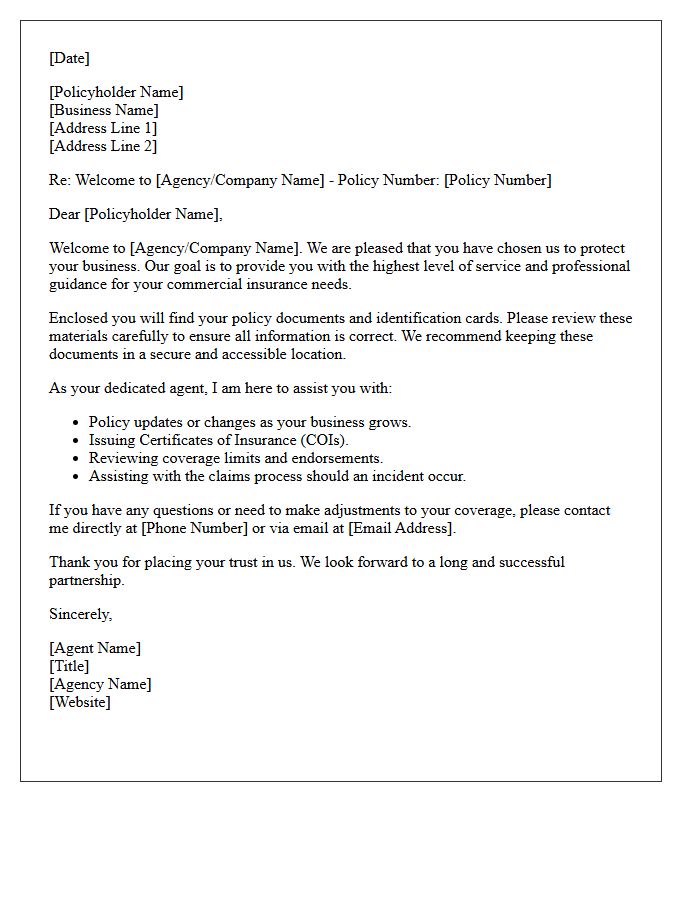 Commercial Insurance Policyholder Introduction Letter