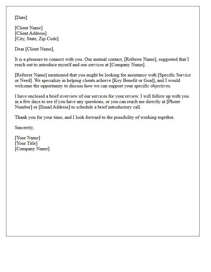 Referral Client Welcome Introduction Letter