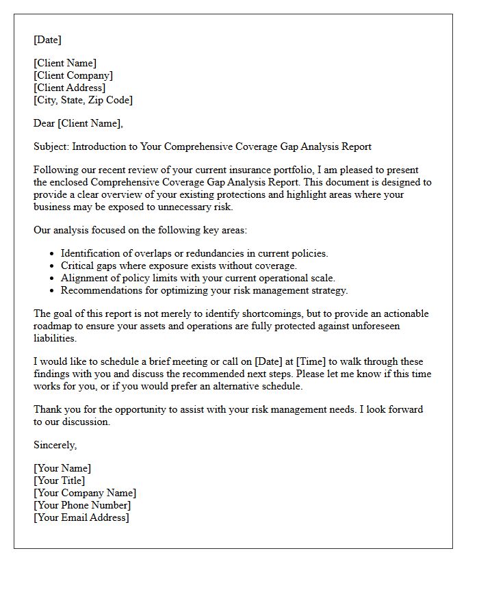 Letter Introducing Your Comprehensive Coverage Gap Analysis Report