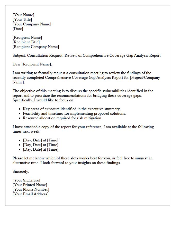 Consultation Request Letter Reviewing Your Comprehensive Coverage Gap Analysis Report