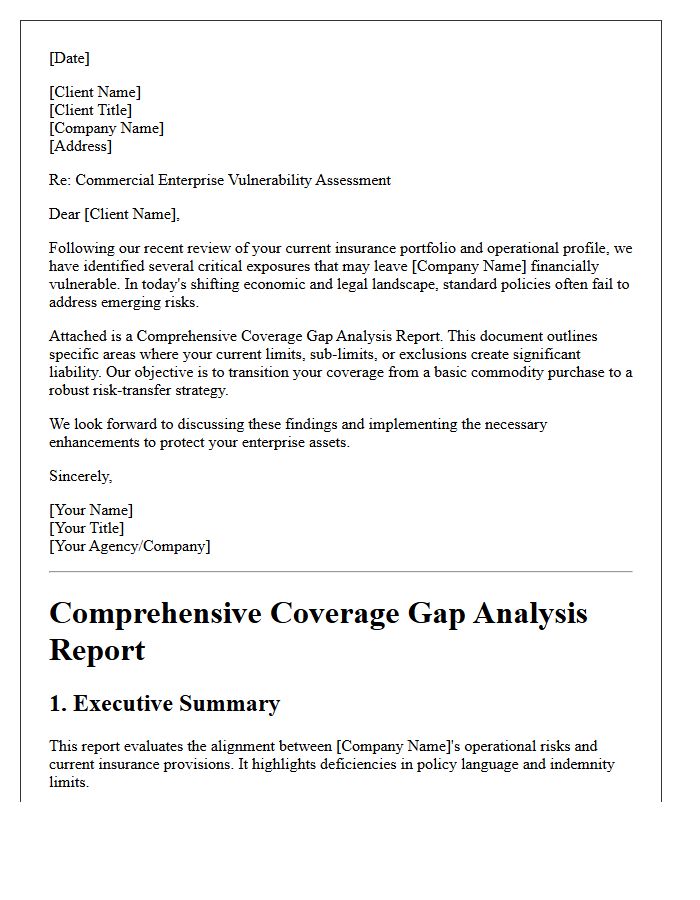 Commercial Enterprise Vulnerability Letter and Comprehensive Coverage Gap Analysis Report