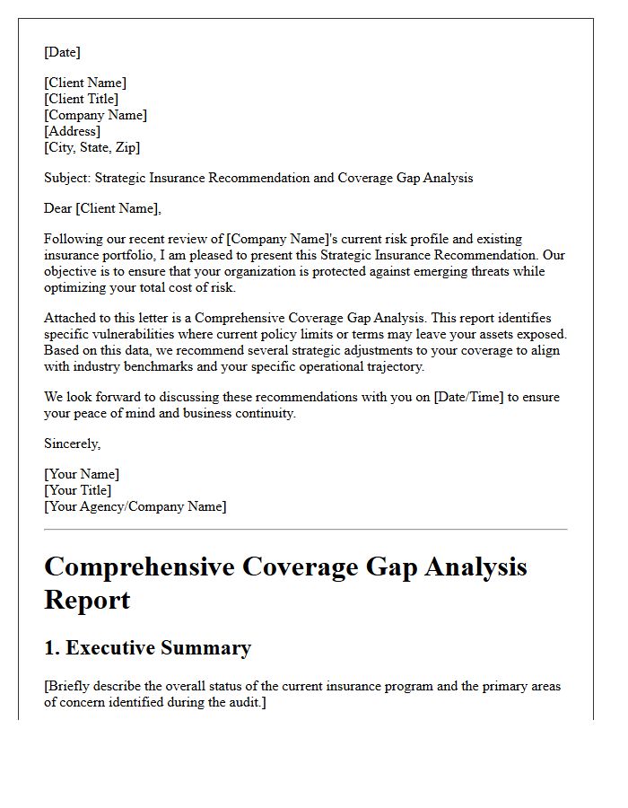 Strategic Insurance Recommendation Letter and Comprehensive Coverage Gap Analysis Report