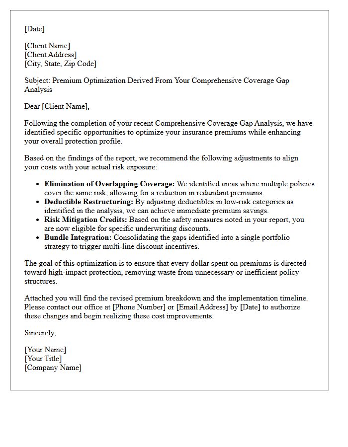Premium Optimization Letter Derived From Your Comprehensive Coverage Gap Analysis Report
