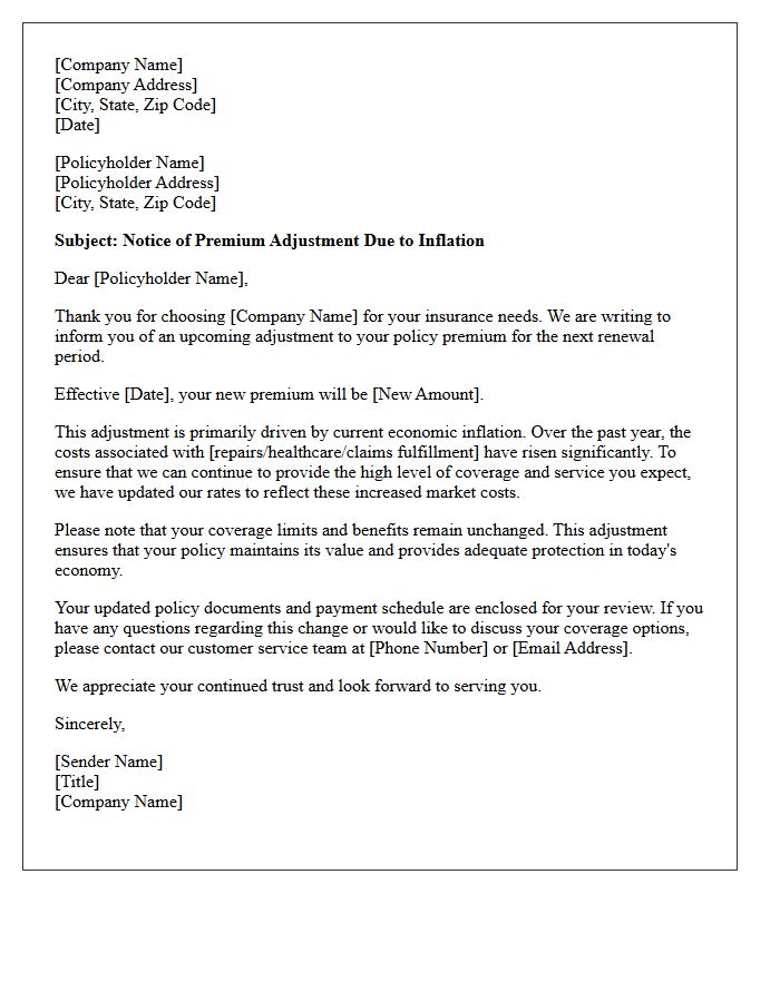 Inflation Adjustment Premium Increase Explanation Letter
