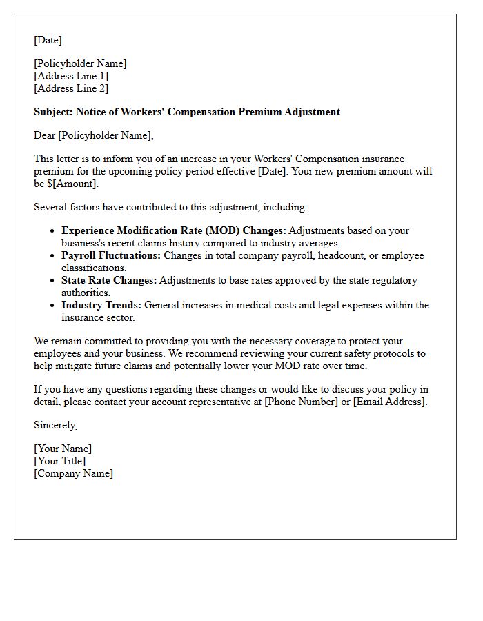 Workers Compensation Premium Increase Explanation Letter