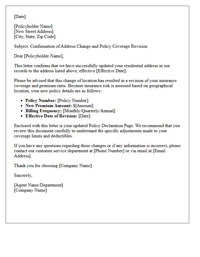 Address Update Confirmation and Coverage Revision Letter