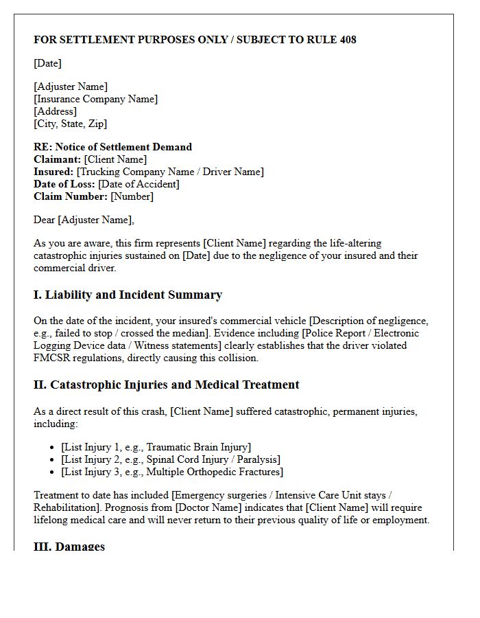 Catastrophic Injury Commercial Trucking Accident Settlement Offer Letter