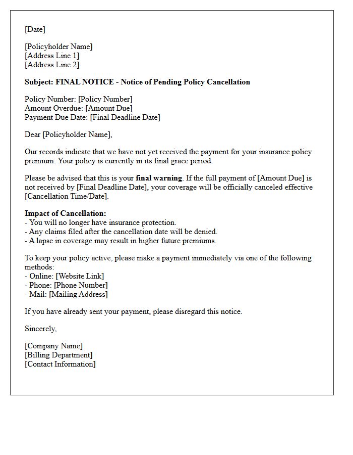 Final Grace Period Policy Cancellation Warning Letter
