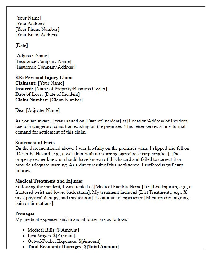 Initial Slip And Fall Settlement Demand Letter