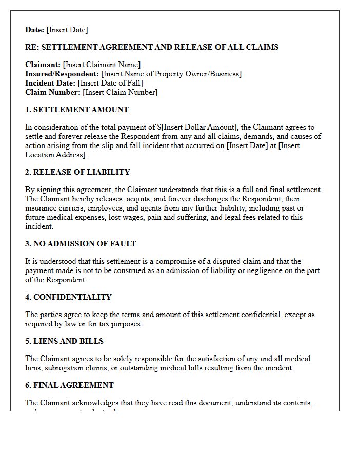 Final Slip And Fall Settlement Agreement Letter