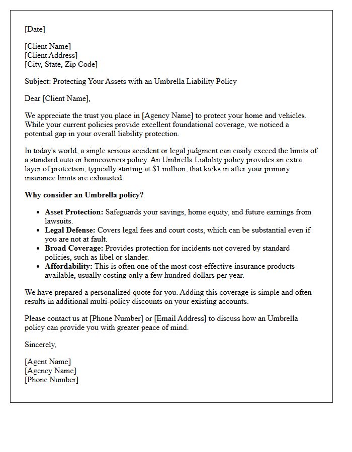 Umbrella Policy Cross-Sell Recommendation Letter