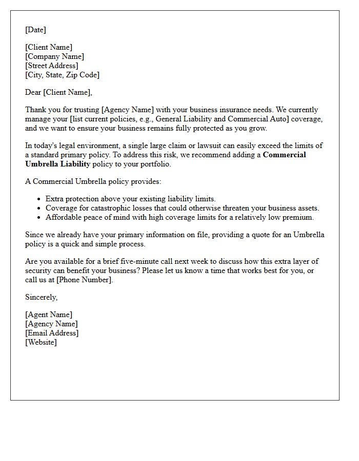 Commercial Liability Umbrella Cross-Sell Letter