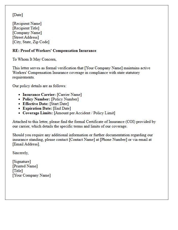 Workers Compensation Proof of Insurance Certificate Letter