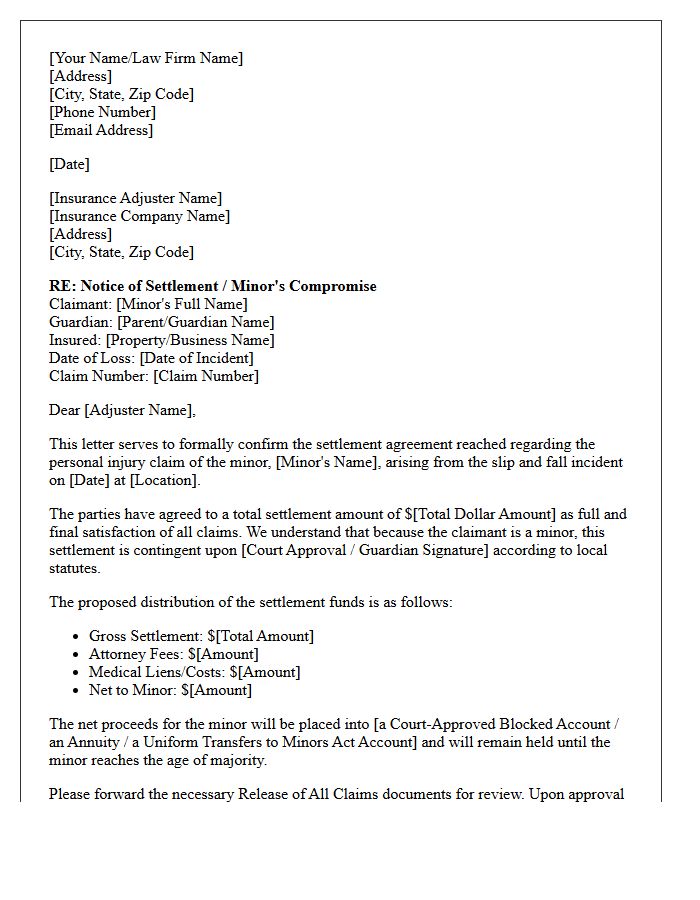 Slip And Fall Minor Compromise Settlement Letter