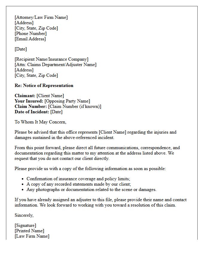 Initial Notice of Representation Letter