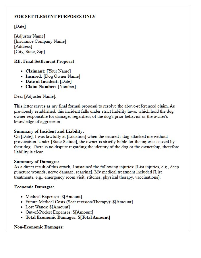 Final Proposal Dog Bite Strict Liability Settlement Letter