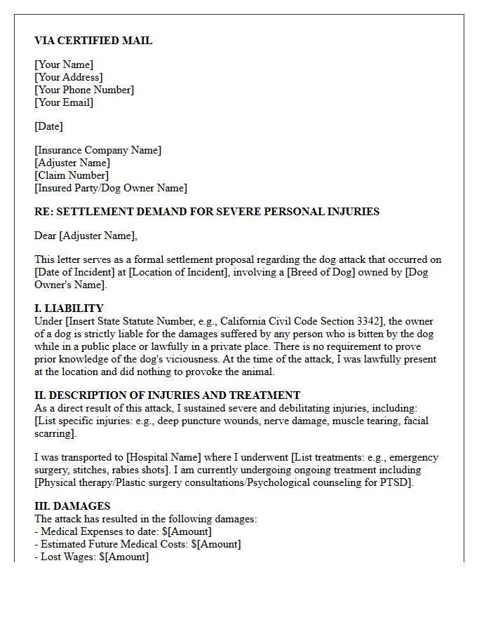 Severe Injury Dog Bite Strict Liability Proposal Letter