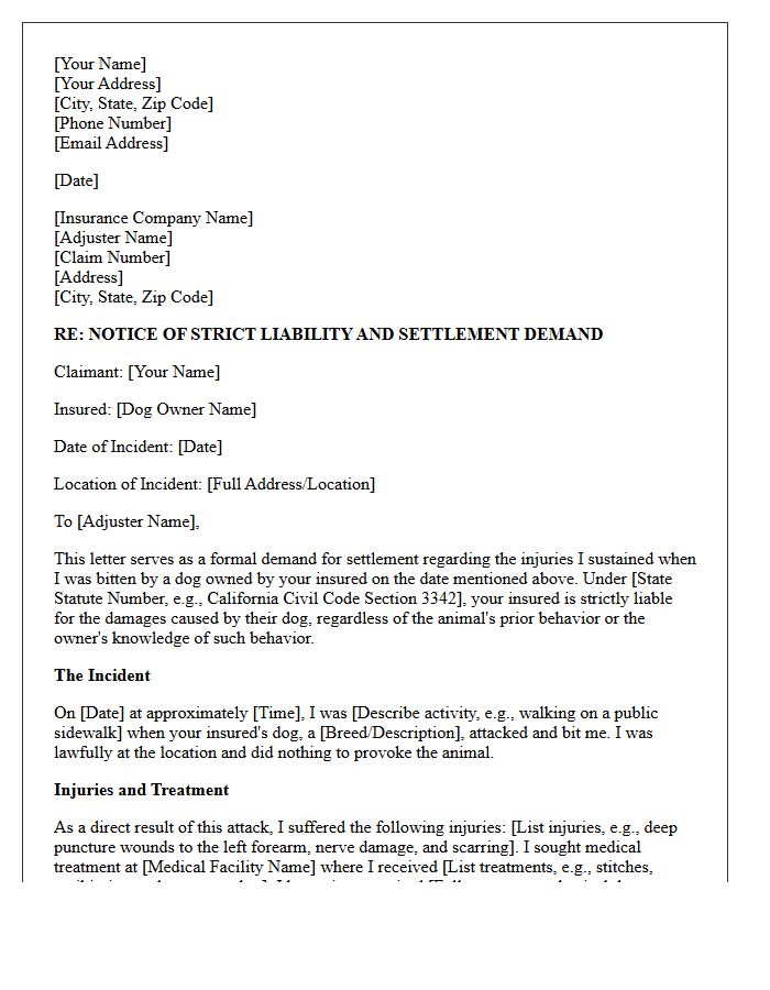 Statutory Dog Bite Strict Liability Offer Letter