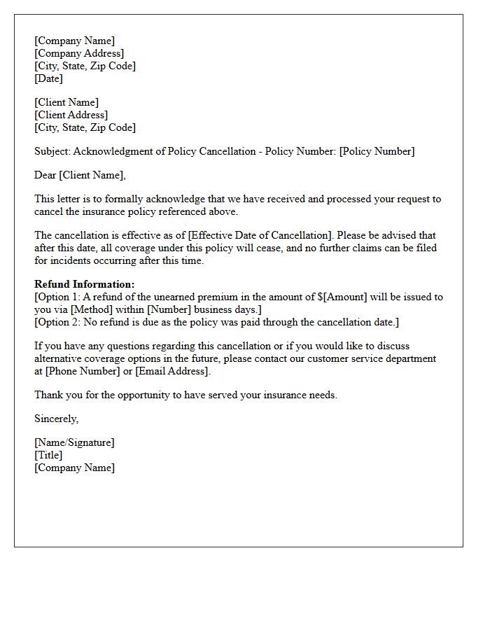 Client-Requested Policy Cancellation Acknowledgment Letter