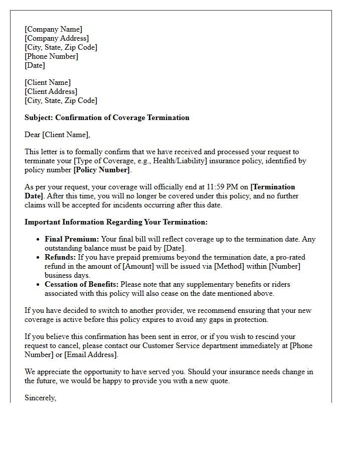 Client-Initiated Coverage Termination Confirmation Letter