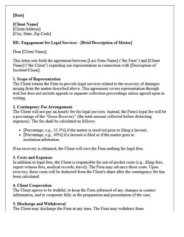 Standard Contingency Fee Engagement Letter