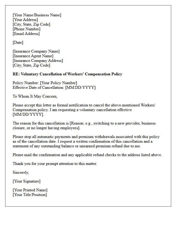 Voluntary Workers Compensation Policy Cancellation Letter