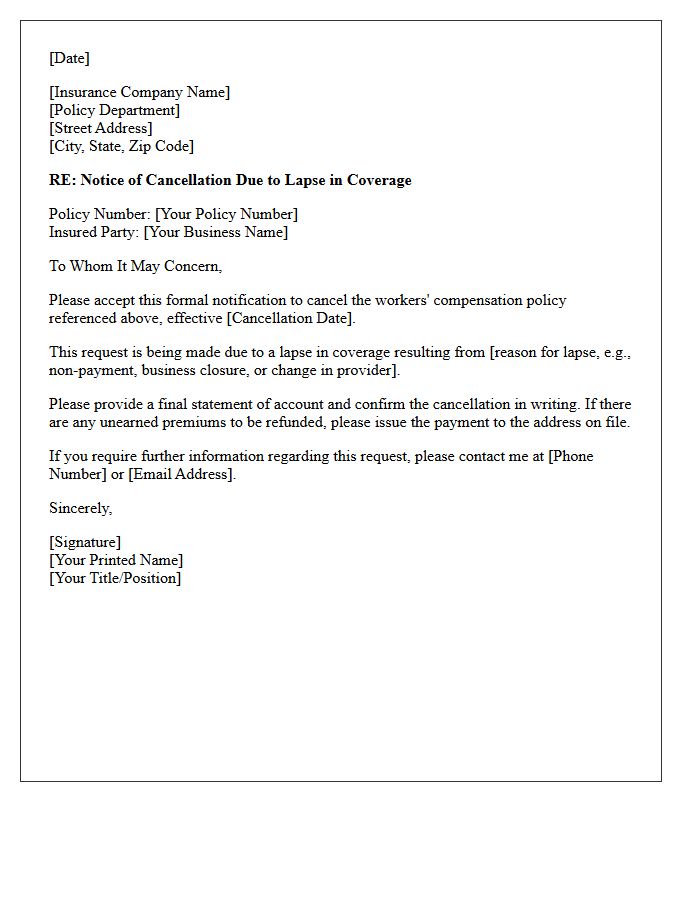 Lapse in Coverage Workers Compensation Cancellation Letter