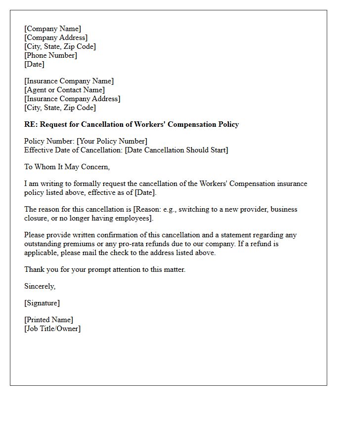 Employer Requested Workers Compensation Cancellation Letter