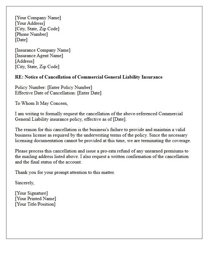 Commercial Liability Failure To Provide Business License Cancellation Letter