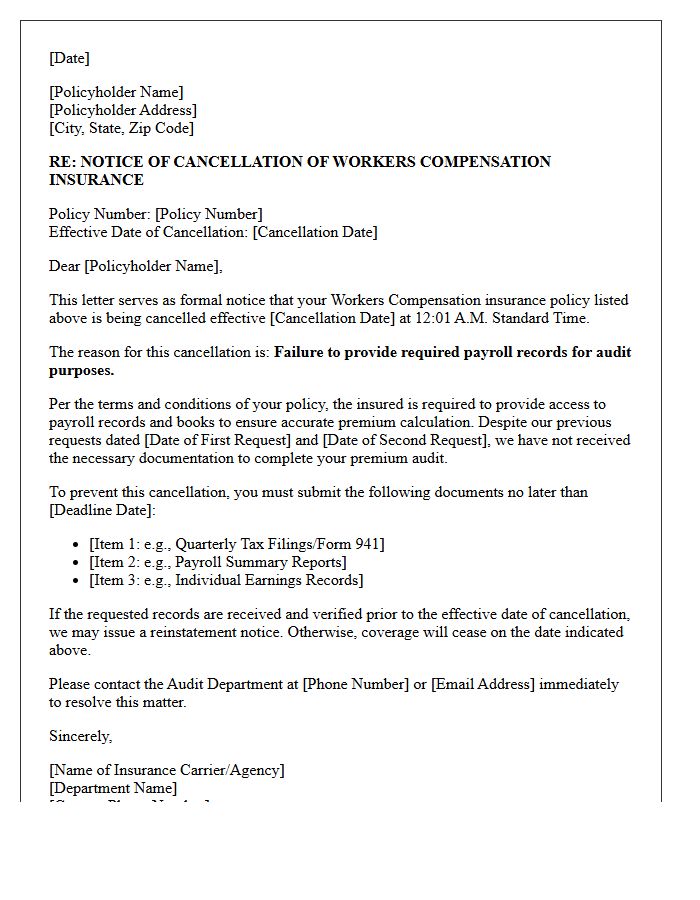 Workers Compensation Failure To Provide Payroll Records Cancellation Letter
