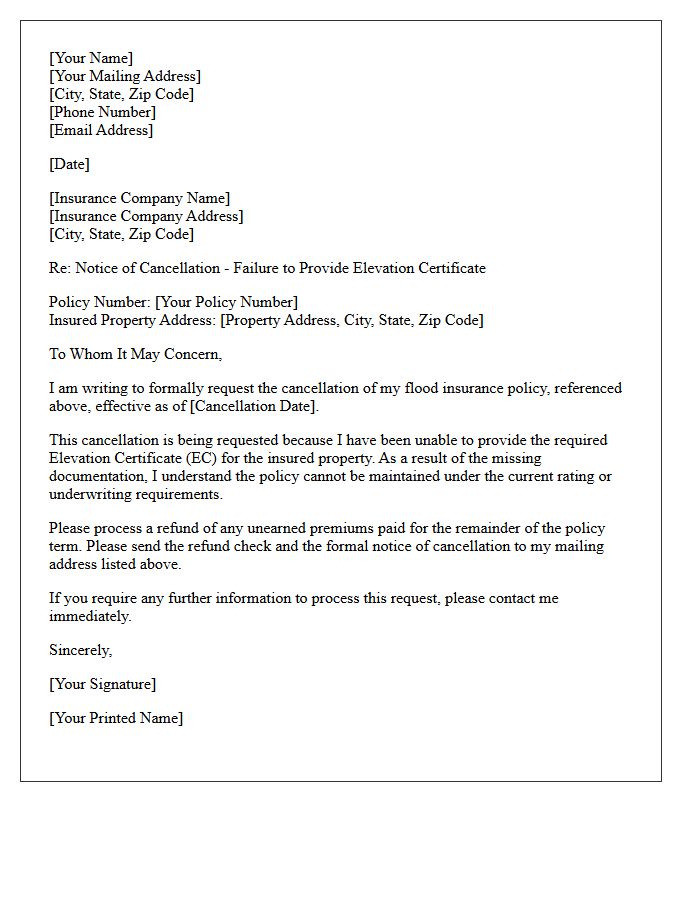 Flood Insurance Failure To Provide Elevation Certificate Cancellation Letter