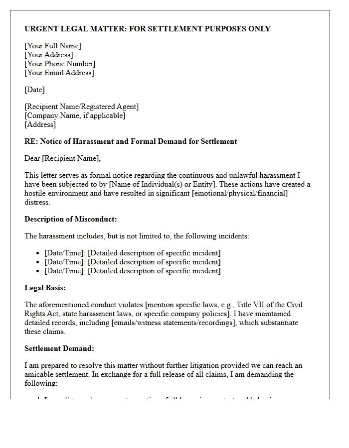 Initial Demand and Harassment Settlement Letter