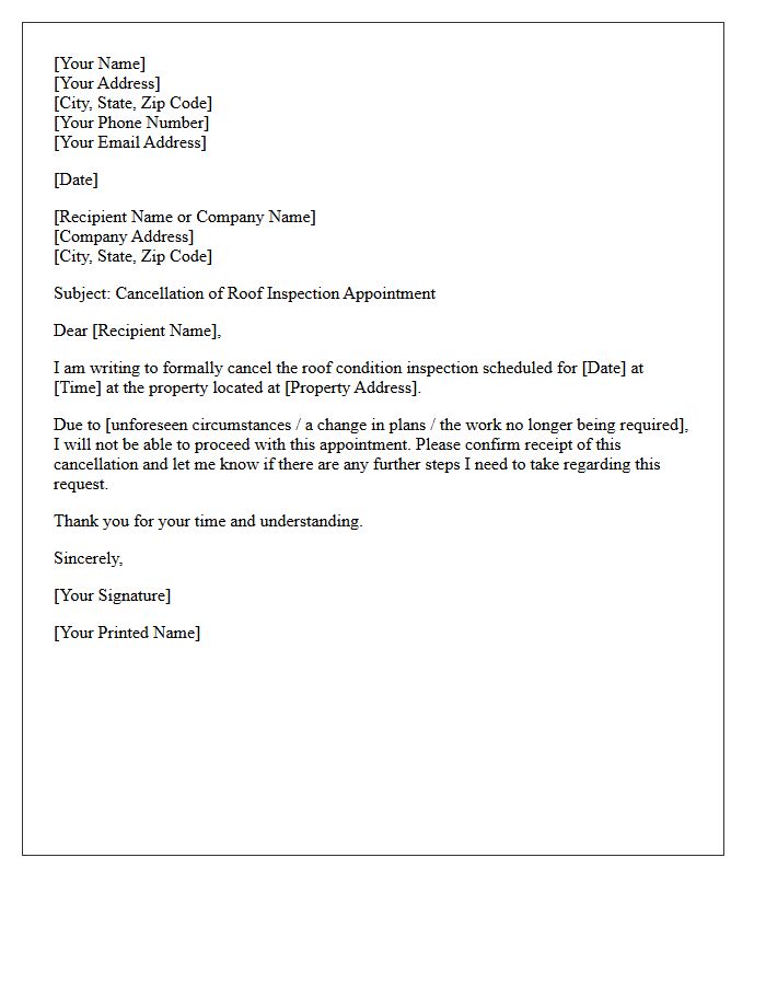 Roof Condition Inspection Cancellation Letter