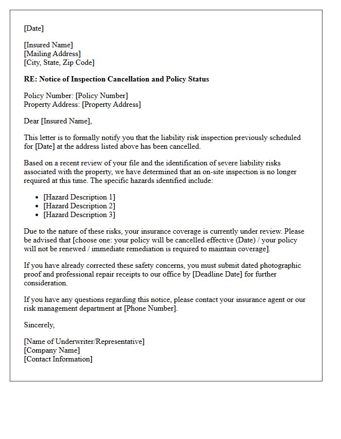 Severe Liability Risk Inspection Cancellation Letter