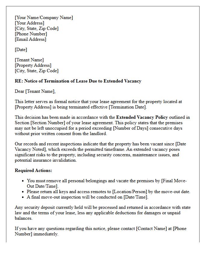 Extended Vacancy Policy Termination Letter