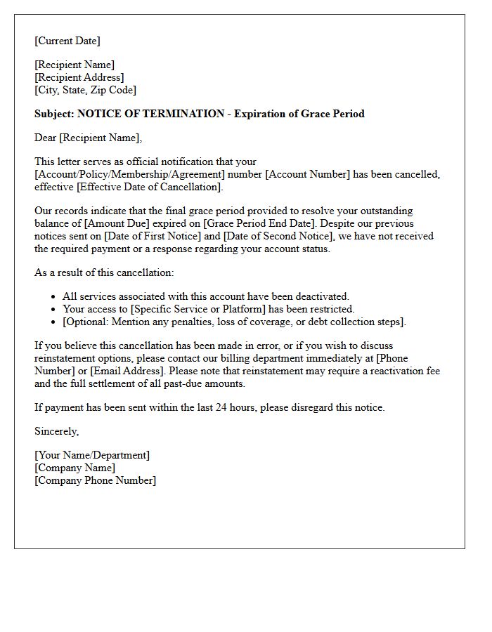 Final Grace Period Expiration and Official Cancellation Letter
