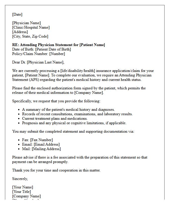 Attending Physician Statement Request Letter
