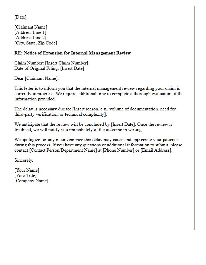 Internal Management Review Claim Delay Notice Letter