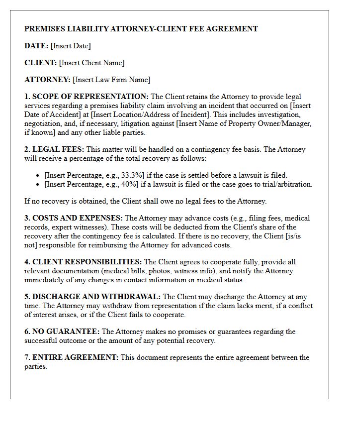 Premises Liability Injury Engagement Letter